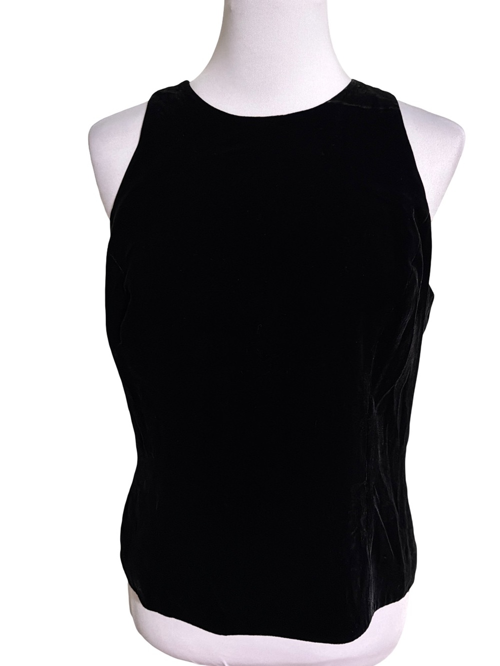 Ann Taylor Black Velvet High Neck Sleeveless Top